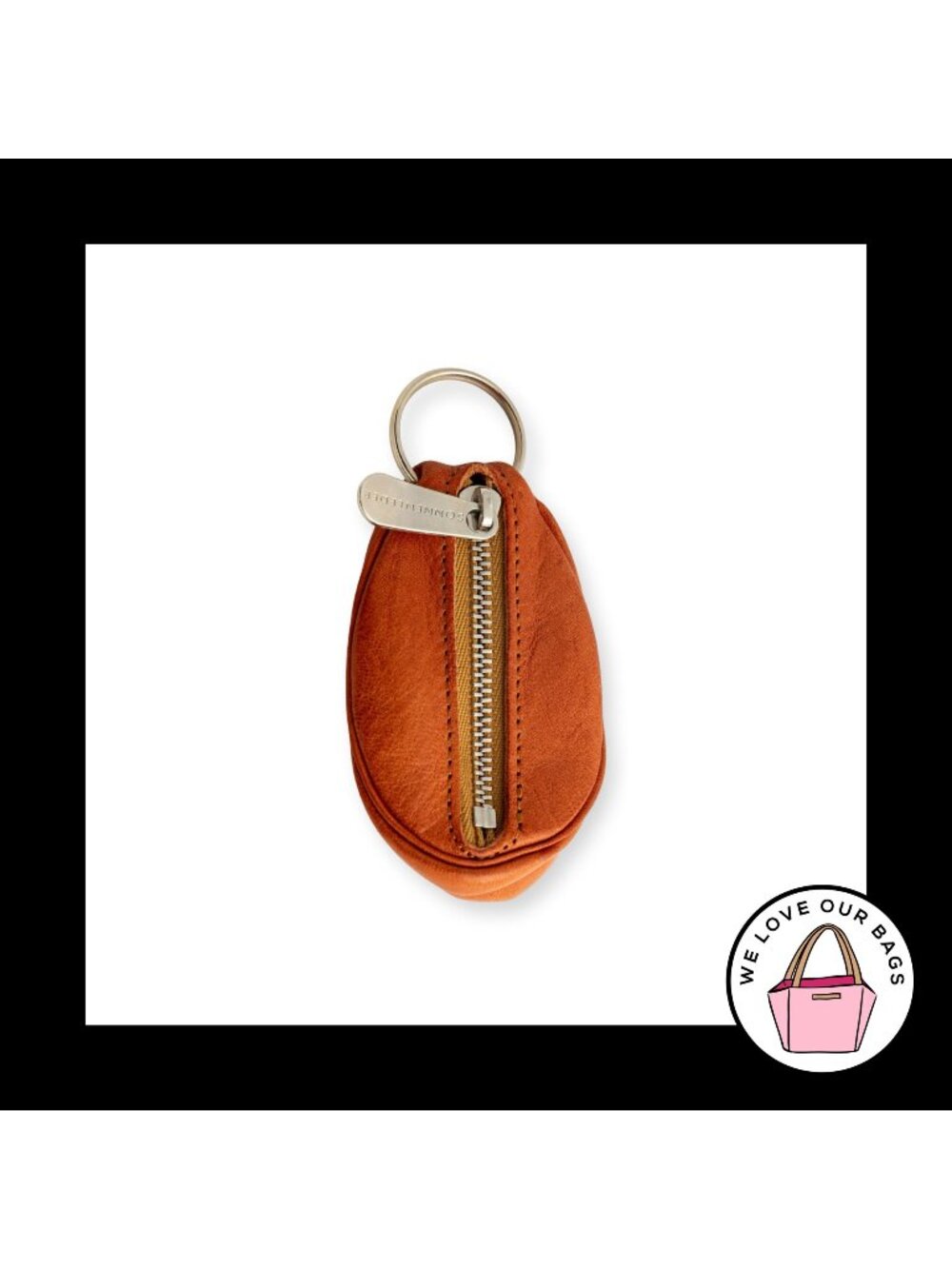 New SONNENLEDER KEYRING PUCCINI Brown Leather Coin Pouch Bag Charm Keychain